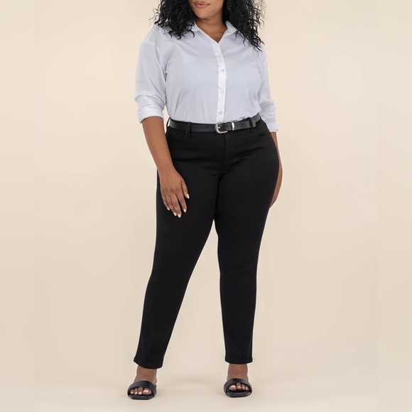 KUT FROM THE KLOTH Reese Ankle Straight NWT Faux Leather Black Pant Jean Size 16 - Picture 1 of 16